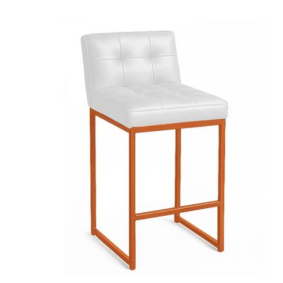 Banqueta Cozinha Alta com Encosto Industrial Bronze Lirina PU Branco C05 - D'Rossi