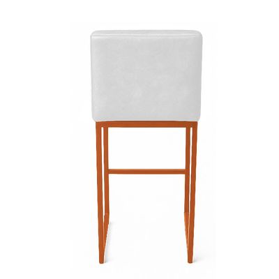 Banqueta Cozinha Alta com Encosto Industrial Bronze Lirina PU Branco C05 - D'Rossi