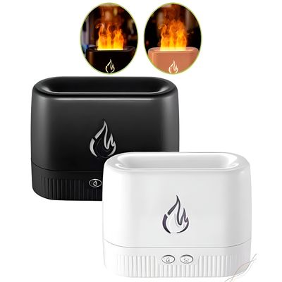 Aromatizador Umidificador Difusor Ultrassônico Chamas - Relaxamento, Aromaterapia e Ambiente Aconchegante | Cor:Preto