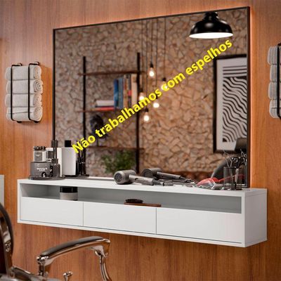 Bancada Suspensa Para Salão De Beleza Cabeleireiro Balcão De Barbearia Suspensa Life - Branco - Moveisaqui