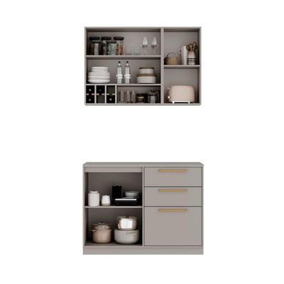 Cozinha Compacta Itatiaia Essence 120cm Em Madeira Fendi-gris