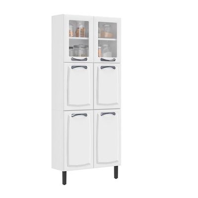 Paneleiro Itatiaia Em Aço Branco 6 Portas 2 Vidros New Premium