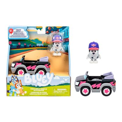 Mini Veículo Bluey com Boneco Colecionável - Carro de Pizza
