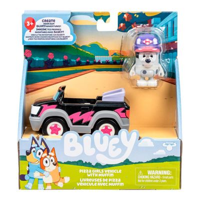 Mini Veículo Bluey com Boneco Colecionável - Carro de Pizza