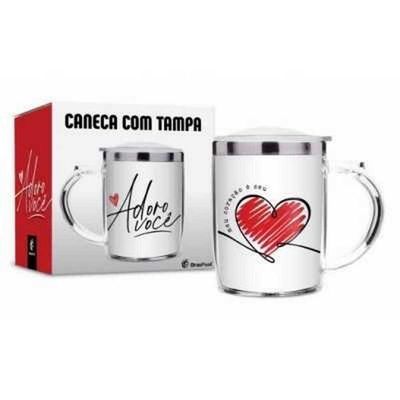 CANECA PLASTICO INOX MEU CORACAO E SEU BRASFOOT