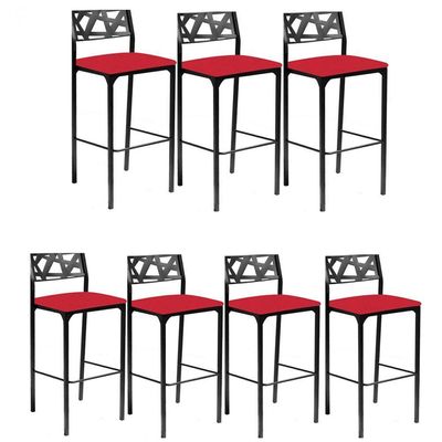 Kit 7 Banquetas Luiza Corino Vermelho