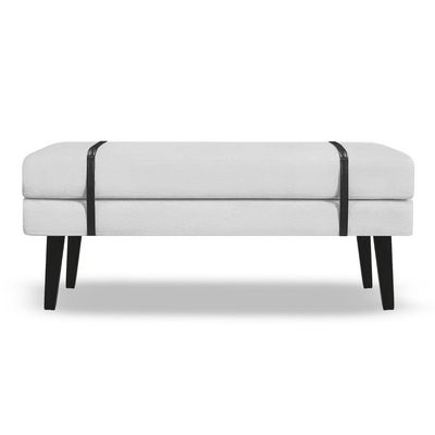 Banco Estofado Viena 1,40m Suede Branco - Inova Decorações