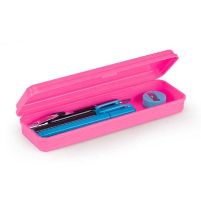 ESTOJO PLASTICO SIMPLES ROSA NEON WALEU