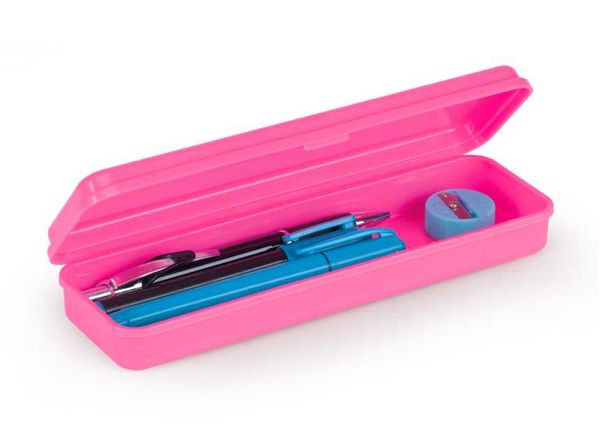 ESTOJO PLASTICO SIMPLES ROSA NEON WALEU