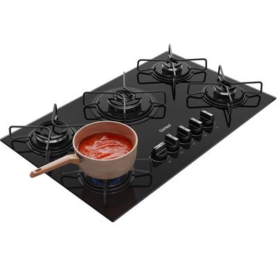 Cooktop 5 Bocas a Gás Mesa de Vidro Temperado CDS75AE Consul Preto / Bivolt