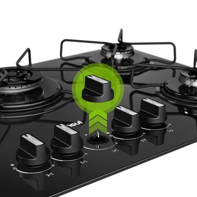 Cooktop 5 Bocas a Gás Mesa de Vidro Temperado CDS75AE Consul Preto / Bivolt
