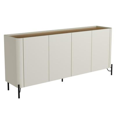 Buffet Para Sala de Jantar 4 Portas 1 Gaveta Pés Industrial Preto Naim I03 Luna Louro - Lyam