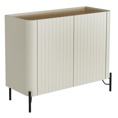 Buffet Sala de Jantar 2 Portas Brise 1 Gaveta Pés Industrial Preto Naim I03 Luna Louro - Lyam