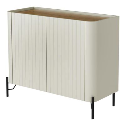 Buffet Sala de Jantar 2 Portas Brise 1 Gaveta Pés Industrial Preto Naim I03 Luna Louro - Lyam