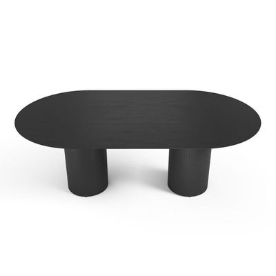 Mesa De Jantar West 220cm X 100cm 8 Lugares Lâmina Natural De Madeira Preto