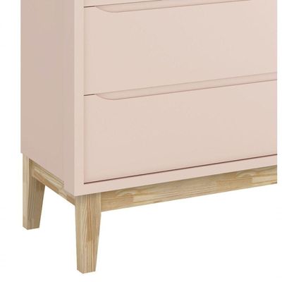 Cômoda Gaveteiro Classic New Rosa Fosco Com Natural - Moveisaqui
