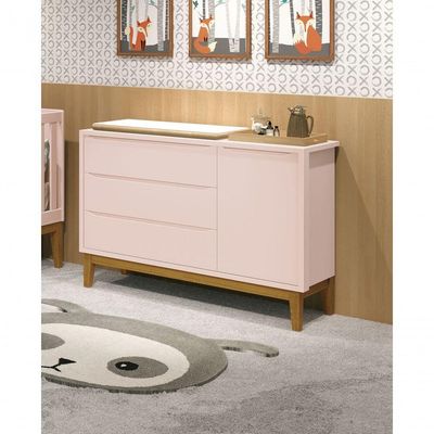 Cômoda Sapateira Classic New Rosa Fosco Com Madeira - Reller