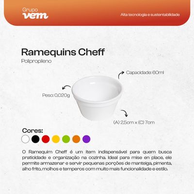 Ramequim Cheff 60ml Vermelho em Polipropileno
