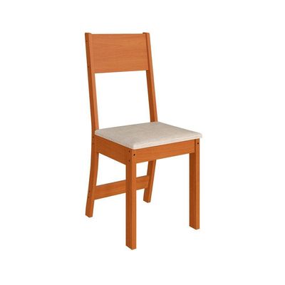 Conjunto Mesa De Jantar Alice Sofia Redonda 4 Cadeiras Freijó Offwhite Linho - Indekes