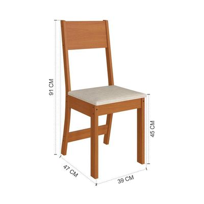 Conjunto Mesa De Jantar Alice Sofia Redonda 4 Cadeiras Freijó Offwhite Linho - Indekes