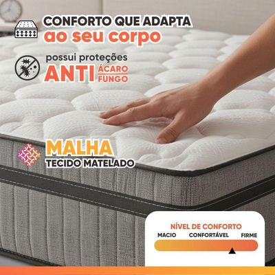 Colchão Queen Probel Molas Ensacadas Euro In 158x198x30cm Guarda Costas Stone Branco/cinza Branco / Cinza