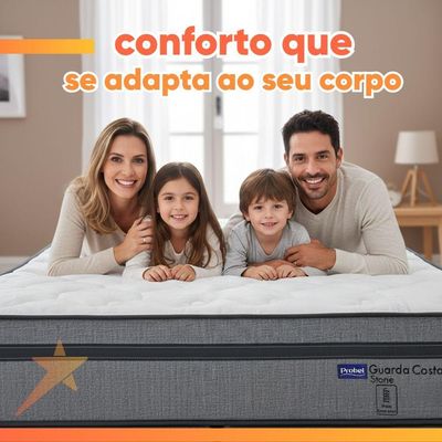 Colchão Queen Probel Molas Ensacadas Euro In 158x198x30cm Guarda Costas Stone Branco/cinza Branco / Cinza