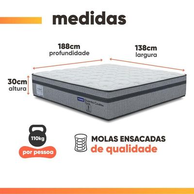 Colchão Casal Probel Molas Ensacadas Euro In 138x188x30cm Guarda Costas Stone Branco-cinza Branco - Cinza