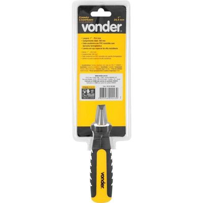 Formão Chanfrado 1" 25,4mm Vonder Aço Carbono Cabo Emborrachado Anatômico Pvc 260mm Entalhe Madeira