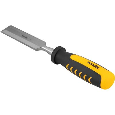 Formão Chanfrado 1" 25,4mm Vonder Aço Carbono Cabo Emborrachado Anatômico Pvc 260mm Entalhe Madeira