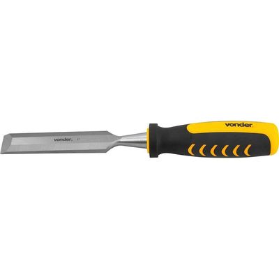 Formão Chanfrado 1" 25,4mm Vonder Aço Carbono Cabo Emborrachado Anatômico Pvc 260mm Entalhe Madeira