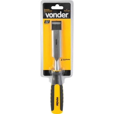 Formão Chanfrado 1" 25,4mm Vonder Aço Carbono Cabo Emborrachado Anatômico Pvc 260mm Entalhe Madeira