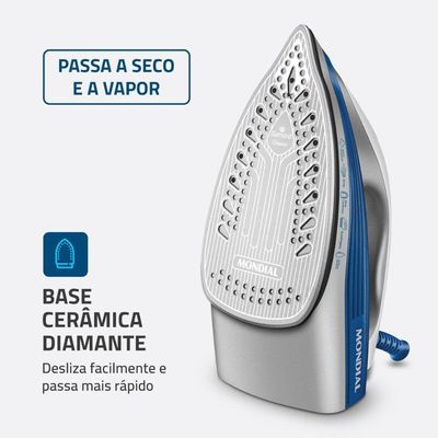 Ferro A Vapor Mondial Base Cerâmica FVN-01-BL l 220V