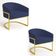 Poltrona Sala Decorativa Industrial Dourada Kit 2 Arielle Suede Azul Marinho D03 - D'Rossi