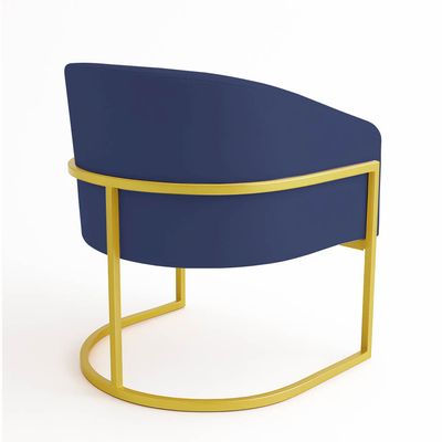 Poltrona Sala Decorativa Industrial Dourada Kit 2 Arielle Suede Azul Marinho D03 - D'Rossi