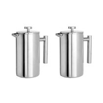 Cafeteira Prensa Francesa Inox Cremeira Leite Bule Cafe 2un