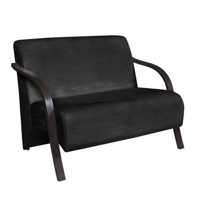 Poltrona 2 Lugares Vênus Pé Madeira Suede Preto