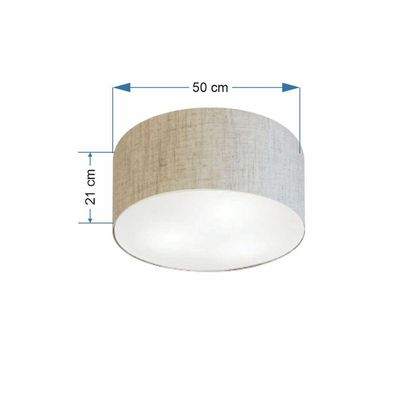 Plafon Cilíndrico Md-3048 Cúpula Em Tecido 50x21cm Rústico Bege - Bivolt