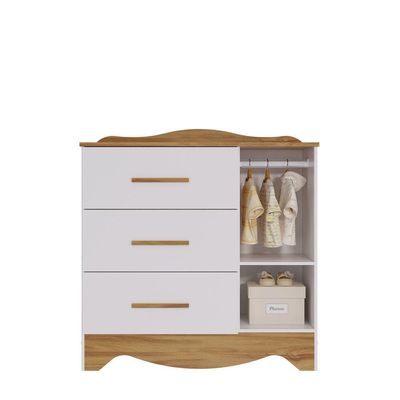 Cômoda Clara 1 Porta 3 Gavetas - Moveis Peroba Amendoa-branco