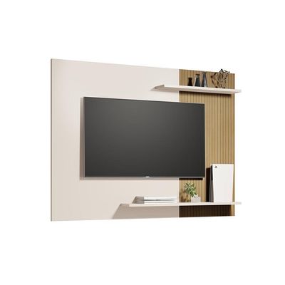 Painel Menfis - Até 55'' Mdp 1 Porta E 1 Gaveta Off White-ripado - Sal Movelaria