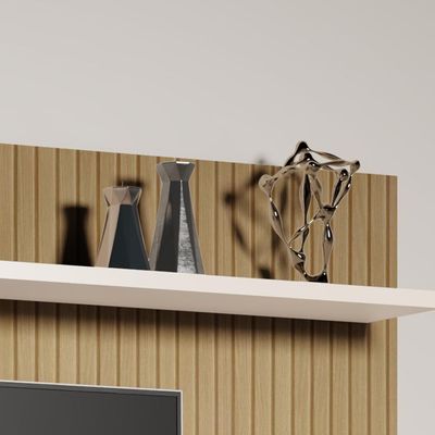Painel Menfis - Até 55'' Mdp 1 Porta E 1 Gaveta Off White-ripado - Sal Movelaria