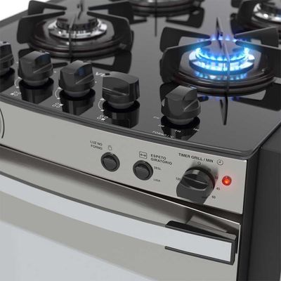 Fogao Elétrico De Embutir 4 Bocas A Gás Gaudi Platinum Vitreo Inox 220v - Venax