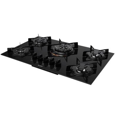 Cooktop 5 Bocas Preto Com Mesa De Vidro E Tripla Chama Atlas U Top Bivolt