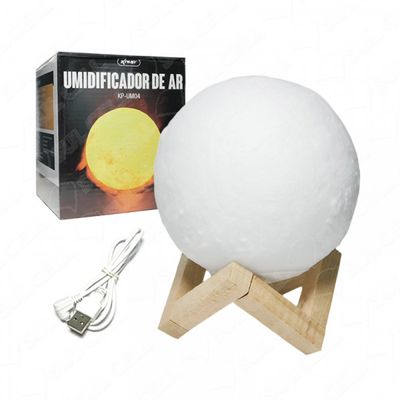 LUMINÁRIA UMIDIFICADOR AROMATIZADOR ABAJUR MESA LED LUA 3D