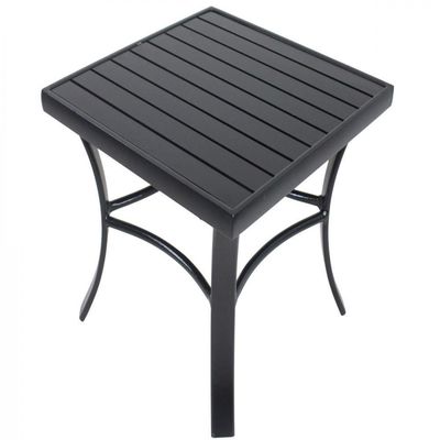 Mesa De Centro Garden Com Tampo Ripado Em Alumínio Preto