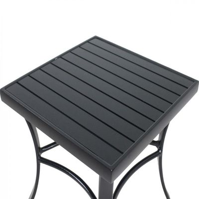 Mesa De Centro Garden Com Tampo Ripado Em Alumínio Preto