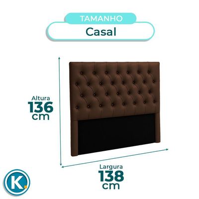 Cabeceira Estofada Casal Luna Nature Material Sintético Marrom 138x136