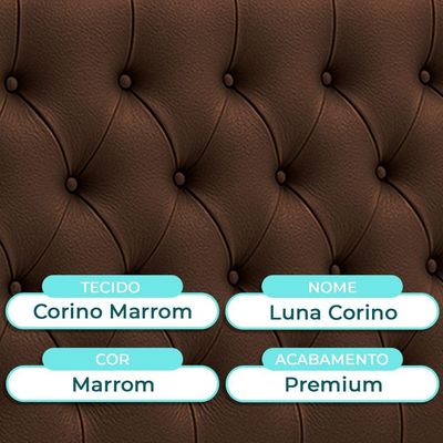 Cabeceira Estofada Casal Luna Nature Material Sintético Marrom 138x136