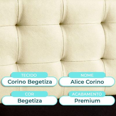 Cabeceira Estofada Casal Alice Nature Material Sintético Begetiza 138x136