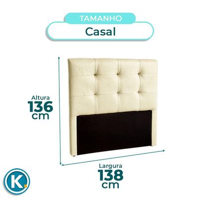 Cabeceira Estofada Casal Alice Nature Material Sintético Begetiza 138x136