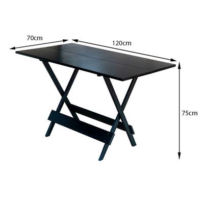 Mesa Dobravel De Madeira 120 X 70 - Preto - Preto